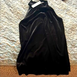 Elegant Black Satin Halter Top NWT